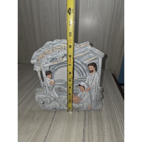 Vtg 1988 Ceramic One Piece Nativity Blue Creche 3D Religious Christmas Handpaint - Picture 6 of 8